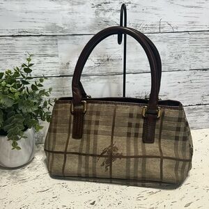 BURBERRY  London Plaid Check  Mini Canvas Satchel Bag Brown  Beige